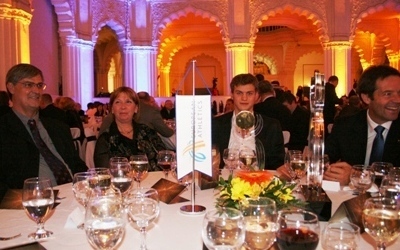 Christophe Lemaitre szüleivel a díjkiosztón